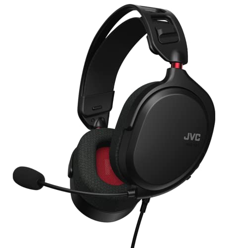 JVC Auriculares Gaming Ultraligeros (199g) con Micrófono Desmontable, Cable de 40mm y Almohadillas adaptativas. Cascos para PC, PS4, PS5, Switch, Xbox GG-01-B (Negro)