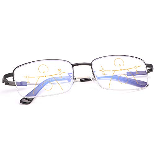 LJIMI Gafas de lectura multifocales progresivas para mujeres y hombres titanio ultraligero anti bloqueo de luz azul lectores presbicia progresivo de enfoque múltiple gafas de ordenador anteojos
