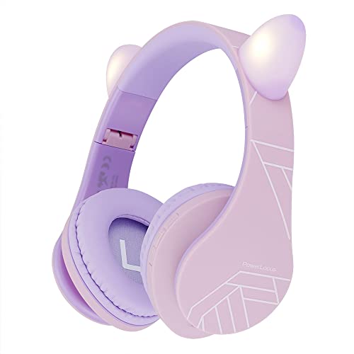PowerLocus Auriculares para niños, Auriculares Bluetooth para niños, con 85DB Volumen Limitado, Auriculares Plegable con micrófono, Micro SD Slot, Auriculares Inalámbricos y con Cable, con Estuche