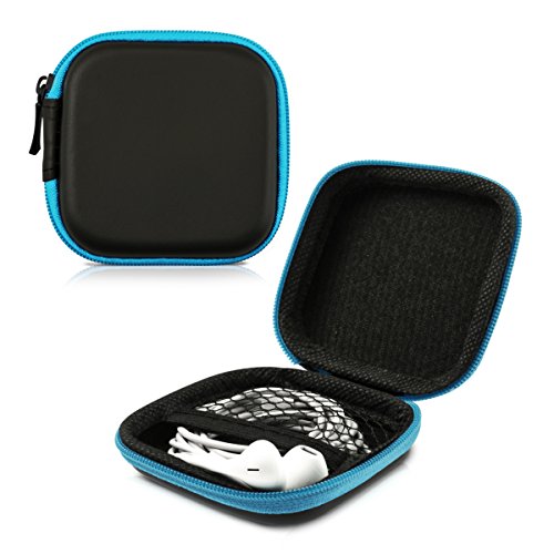 kwmobile Funda protectora rígida para auriculares In-Ear - Estuche protector duro para audífonos con almohadillas azul
