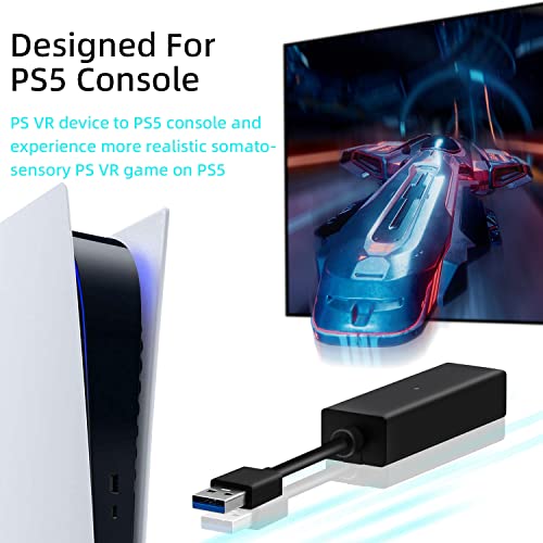 Mcbazel PS5 VR Adaptador de Cámara USB3.0, Convertidor de Cámara PS4 a Consola PS5 para PS VR con Indicador LED Compatible con Cámara PS4 a Consola PS5 en el Juego PS VR -Negro