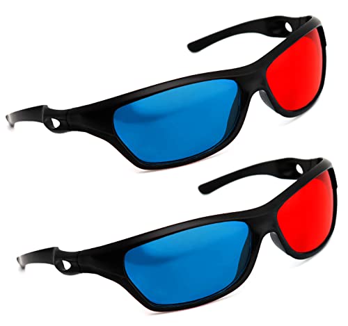 PRECORN Juego de 2 gafas 3D de alta calidad, color rojo y cian, para juegos de PC 3D, imágenes 3D, películas en 3D, 3D (por ejemplo, Sky 3D), proyección 3D, vídeo 3D UVM.