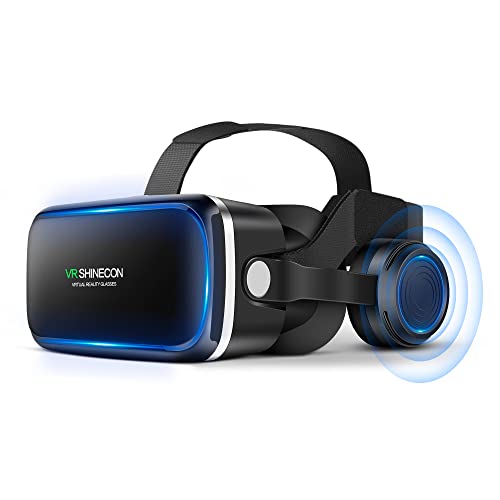 FIYAPOO Gafas VR con Auriculares, 3D Gafas Realidad Virtuales,Visión Amplia 360 Grado Película 3D Juego Envolvente para Móviles 4.7-6.6 Pulgada Inteligentes por Android/iPhone