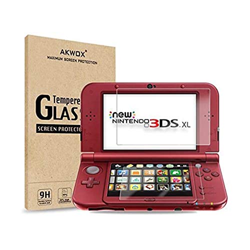 [2 Sets] Protector de Pantalla para New Nintendo 3DS XL Akwox [9H Dureza] Cristal Vidrio Templado para Nintendo 3DS XL Cristal Templado