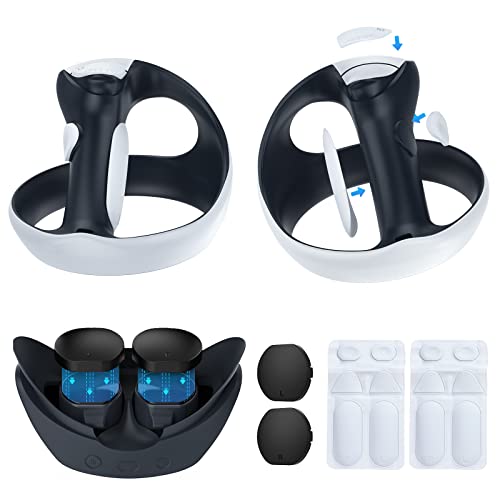 MoKo Kit de Accesorios Compatible con Playstation VR2, 1 Par de Protectores de Lentes PS VR2 Cubierta Lente Antipolvo & 2 Almohadillas de Silicona Antideslizante Agarre para Controlador PS VR2 Sense