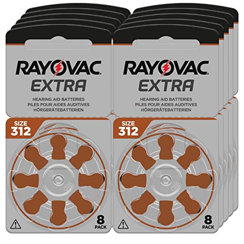 80 Pila para Audífonos Rayovac Extra 312. 10 Pack de 8 Unidades Baterías de Audífono